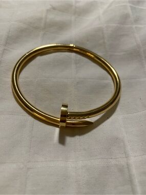 Gold-Tone Nail Wrap Bangle Bracelet - Women Jewelry